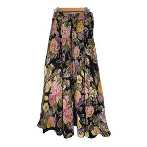 Diane Freis Vintage Dark Floral Silk Lined Maxi Skirt Sz Small